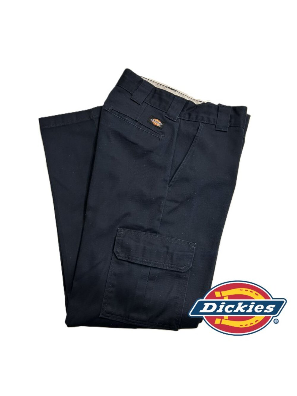 Mens Dickies Relaxed Straight Leg Cargo Work Casual Pants 32Wx32L Dark Navy